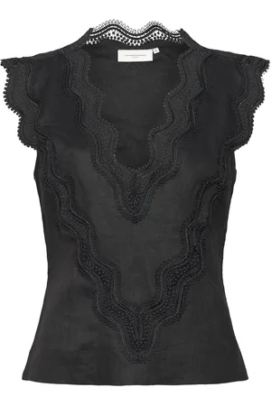 Copenhagen Muse Cmnatuli-Top Is A Top In A Light Material With Fine Lace Details, A V-Neck As We Tops Blouses Sleeveless Black
