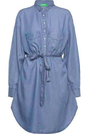 Benetton Dress Knælang Kjole Blue