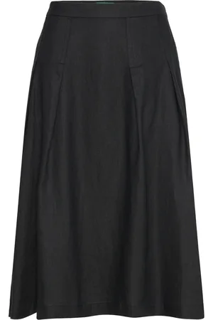 Benetton Skirt Knælang Nederdel Black