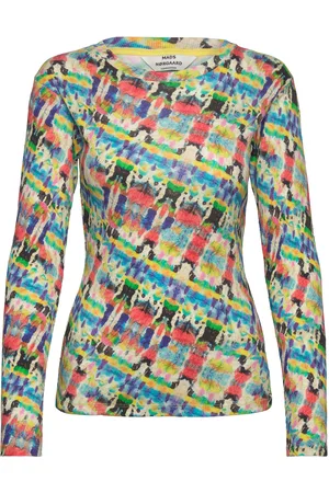 Mads Norgaard 2X2 Cotton Aop Tuba Tee Ls Tops T-shirts & Tops Long-sleeved Multi/patterned