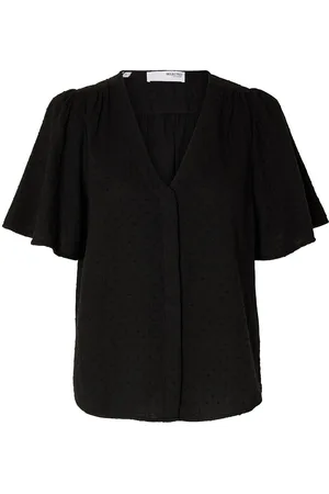 SELECTED Slfamara 2/4 Top B Tops Blouses Short-sleeved Black