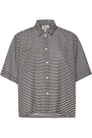 Mads Norgaard Colin Lorella Shirt Aop Tops Shirts Short-sleeved Black