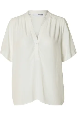 SELECTED Slfsusie-Mivia Ss Top Noos Tops Blouses Short-sleeved White