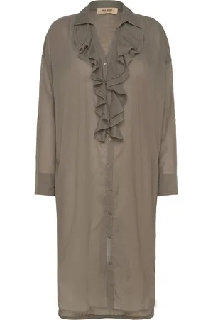 Mos Mosh Mmjelena Voile Dress Knælang Kjole Khaki Green