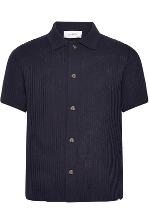 Les Deux Gustavo Knit Shirt Tops Knitwear Short Sleeve Knitted Polos Navy