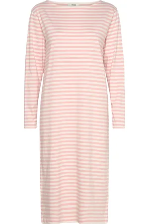 Mads Norgaard Soft Single Stripe Sille Dress Knælang Kjole Pink