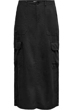 ONLY Onlmalfy-Caro Linen Long Skirt Pnt Lang Nederdel Black