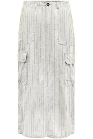 ONLY Onlmalfy-Caro Linen Long Skirt Pnt Lang Nederdel White