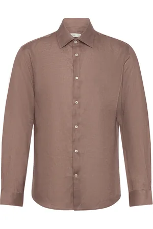 MANGO Regular-Fit 100% Linen Shirt Tops Shirts Linen Shirts Brown