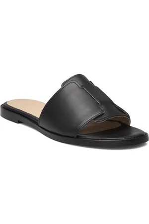 SELECTED Slfisabella Leather Slider Shoes Mules & Slip-ins Flat Mules Black