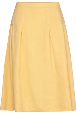 Benetton Skirt Knælang Nederdel Yellow