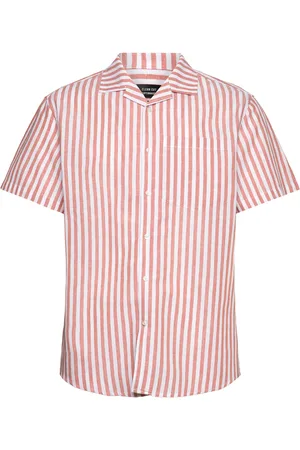 Clean Cut Giles Bowling Striped Shirt S/S Tops Shirts Short-sleeved Pink