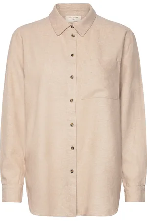 Freequent Fqlava-Sh-Simple Tops Shirts Long-sleeved Beige