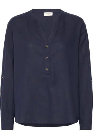 Freequent Fqlava-Shirt Tops Shirts Long-sleeved Navy