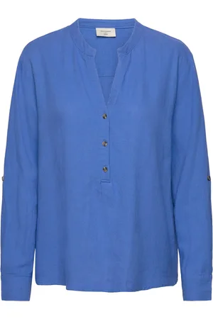 Freequent Fqlava-Shirt Tops Shirts Long-sleeved Blue