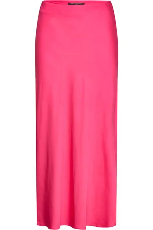 French Connection Ennis Satin Midaxi Slip Skirt Knælang Nederdel Pink