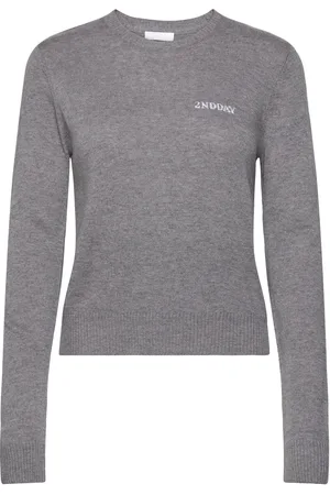 2nd Day 2Nd Lance Tt - Soft Wool Blend Tops Knitwear Jumpers Grey