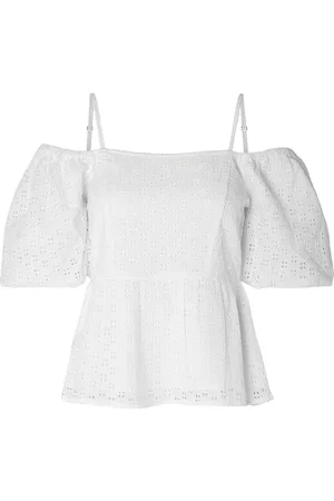 SELECTED Slfanelli 3/4 On Off Shoulder Top B Tops Blouses Short-sleeved White