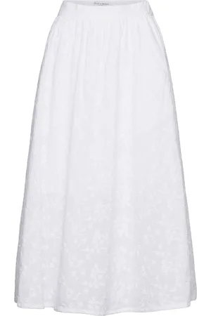 Lindex Skirt Fiona Embroidery Lang Nederdel White