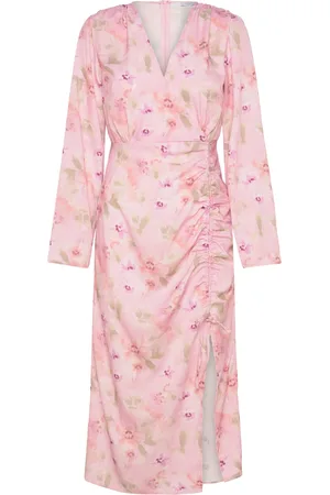 BUBBLEROOM Drawstring L/S Midi Dress Knælang Kjole Pink