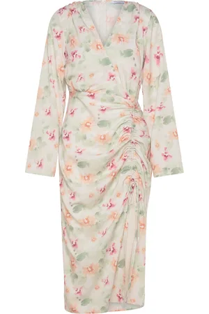 BUBBLEROOM Drawstring L/S Midi Dress Knælang Kjole Multi/patterned