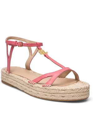 Ralph Lauren Payton Nappa Leather Espadrille Espadrillos Flade Sandal Pink