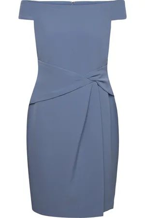 Ralph Lauren Crepe Off-The-Shoulder Cocktail Dress Kort Kjole Blue