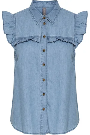Culture Cuaurelia Sleeveless Shirt Tops Shirts Short-sleeved Blue