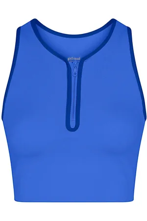 GIRLFRIEND COLLECTIVE Dylan Bra, Zip Front Tops Crop Tops Sleeveless Crop Tops Blue