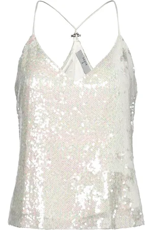 Dante 6 D6Punch Sequins Singlet Tops Blouses Sleeveless White