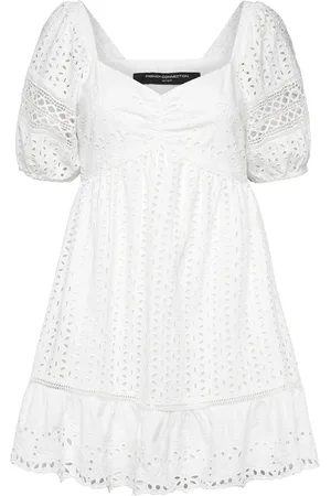 French Connection Alissa Cotton Broderie Dress Kort Kjole White