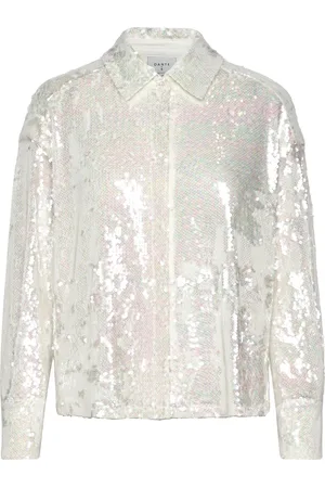 Dante 6 D6Bonbon Cropped Sequins Shirt Tops Shirts Long-sleeved White