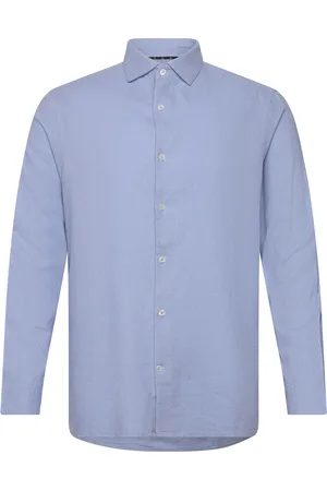 French Connection Long Sleeve Linen Shirt Tops Shirts Linen Shirts Blue