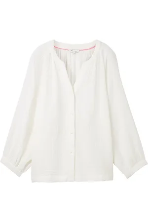 TOM TAILOR Crinkle Structure Blouse Tops Blouses Long-sleeved White