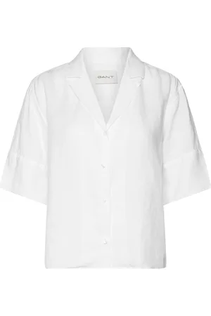 GANT Rel Ss Linen Shirt Tops Shirts Short-sleeved White