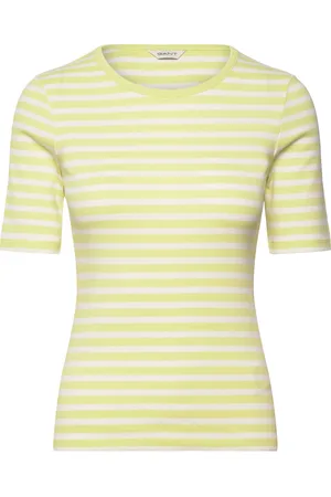 GANT Slim Striped 1X1 Ribbed Ss T-Shirt Tops T-shirts & Tops Short-sleeved Green
