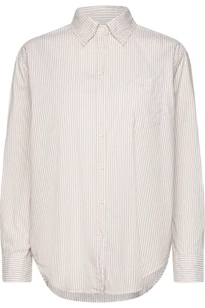 GANT Rel Luxury Oxford Striped Bd Shirt Tops Shirts Long-sleeved Beige