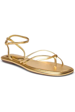 MANGO Metallic Straps Sandals Flade Sandaler Gold
