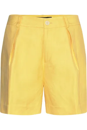 Ralph Lauren Pleated Linen-Blend Twill Short Bottoms Shorts Bermudas Yellow