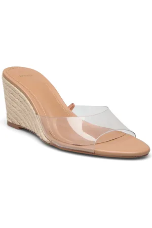 MANGO Vinyl Wedge Sandals Sko Med Kilehæl Beige