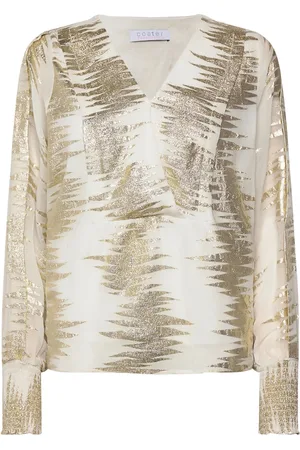 Coster Copenhagen Shirt With Lurex Pattern Tops Blouses Long-sleeved Gold