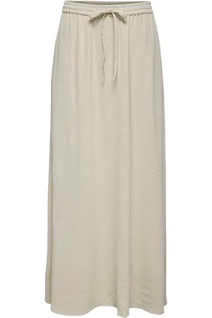 ONLY Onlmette Life Hw Long Skirt Wvn Lang Nederdel Cream