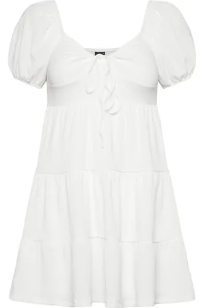 Gina Tricot Puff Sleeve Mini Dress Kort Kjole White