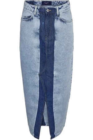 Noisy May Nmrinna Nw Slit Long Skirt Colorblock Lang Nederdel Blue