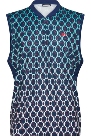 J Lindeberg Wesley Print Vest Designers Men Sports Clothes Sport Outerwear Sport Jackets Sport Vests Blue