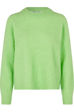 Second Female Brook Knit Rib O-Neck Tops Knitwear Jumpers Green