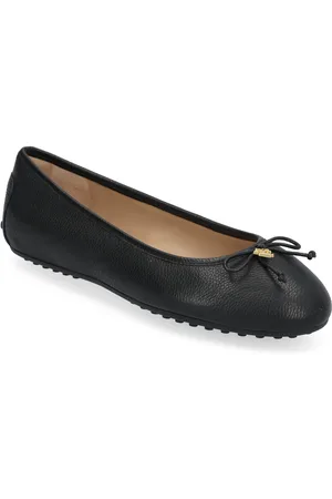 Ralph Lauren Jayna Pebbled Leather Driver Flat Ballerinasko Ballerinaer Black