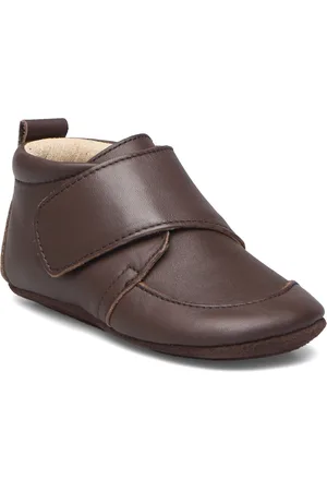 EN FANT Baby Leather Slippers Slippers Hjemmesko Brown
