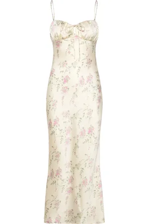 Gina Tricot Gathered Bust Midi Strap Dress Knælang Kjole Multi/patterned
