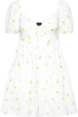 Gina Tricot Puff Sleeve Mini Dress Kort Kjole White